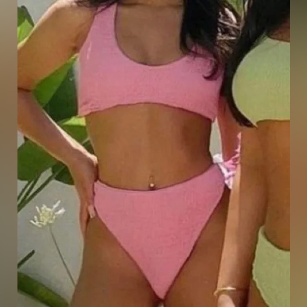 Naked wardrobe smocked pink bikini set